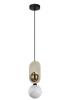 PALTA Sandblasted Opal Diffuser/Brass & Natural Wood Highights